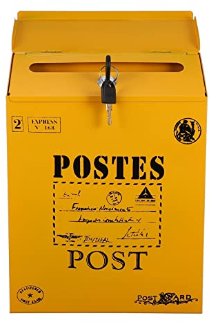 Wand Briefkasten Postkasten Wandbriefkasten Mailbox: Vintage Vorschlagsbox mit Schloss Postbox für Garten Weihnachten Dekoration Büro Schule Landhaus Deko Hotel Kundencenter Wanddeko