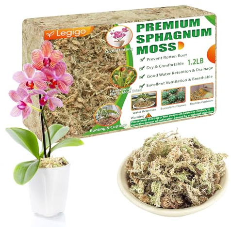 Legigo 500g Premium Sphagnum Moos- 100% Natürlich Moos für Pflanzen | Speichert Wasser Moss für Orchideen, Sukkulenten, Fleischfressende Pflanzen, Stecklinge, Terrarien & Reptilien