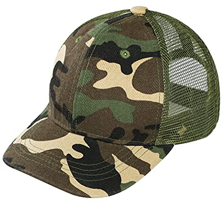 XGOPTS Children Camo Baseball Cap, Kids Camouflage Mesh Sun Hat Summer UV Protection Visor Hat for Outdoor Sports Football Travel Beach 5-10 Years Old