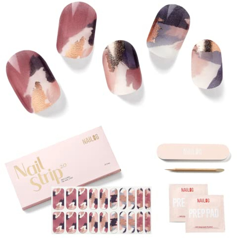 NAILOG Nagelfolie UV Härtend 20 Stück UV Nagelfolie - Marble Inkies | 28 extra lange Streifen, Gel-Nägel in Salonqualität zum Selbermachen, langanhaltend, HEMA-frei, vegan, einfach und sicher