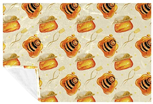 VAPOKF Cute Little Bee in Honey Jar Prints Soft Warm Cozy Blanket Throw for Bed Couch Sofa Picnic Camping Beach, 150 * 200cm