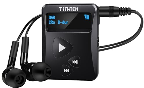 Tin-Nik DAB-398WS-B Portable DAB/DAB+/FM Radio, Mini Radio Digitale Tascabile RDS FM con Batteria Ricaricabile, Auricolari, Scelta Grandi e Piccole Dimensioni