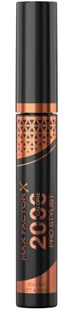 Max Factor 2000 Calorie Pro Stylist Mascara, fino a 24 ore di volume, effetto lifting, formula a lunga tenuta, scovolino incurvato per sollevare le ciglia, non sbava, vegano, Black, 9 ml