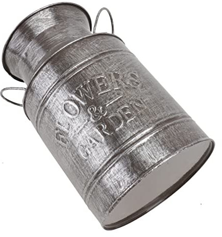 Abaodam Retro Iron Sheet Flower Arranging Bucket Old Treatment Decorative Flower Vase European Style Silver Metal Floral Container for Home Décor