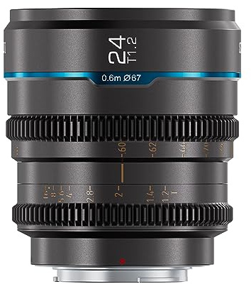 SIRUI Night Walker 24mm T1.2 S35 Objectif Cine Manual, Grand Angle Focale Fixe, Grande Ouverture, Compact et léger, vlogging, paysages, pour Micro Four Third, BMPCC4K, GH5II, GH6, Z Cam, Gris métal