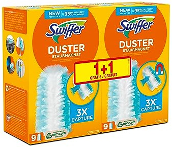 Swiffer Plumeau Duster Attrape & Retient 18 Recharges Dépoussiérantes, Attrape Et Retient 3 Fois Plus De Cheveux Et Poussière Qu’Un Plumeau Ordinaire