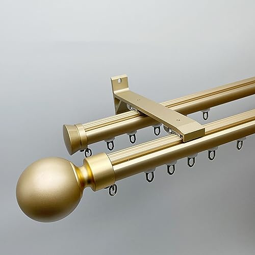 YJLTKL Decorative Curtain Track Aluminum Alloy Light Luxury Curtain Glider Rail, Ceiling Or Wall Mount, Ceiling Track for Curtains(Color:Gold-2,Size:1.9m/6.23FT(2 * 0.95m))