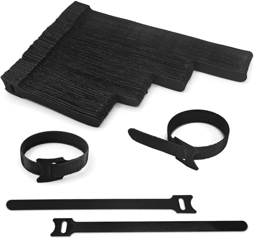 AIRUEEK 100 Fascette Cavi riutilizzabili, in 4 diverse lunghezze, 200 mm/150mm/120 mm/100 mm, Nylon Fascette nere, per casa, ufficio, ufficio