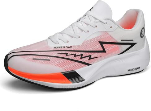 Zapatos de Entrenamiento para Hombres y Mujeres, Zapatillas Deportivas, Zapatos de Correr cómodos, Zapatos de Correr de Fibra de Carbono, Antideslizantes y Transpirables, Ligeros (42,Blanco)