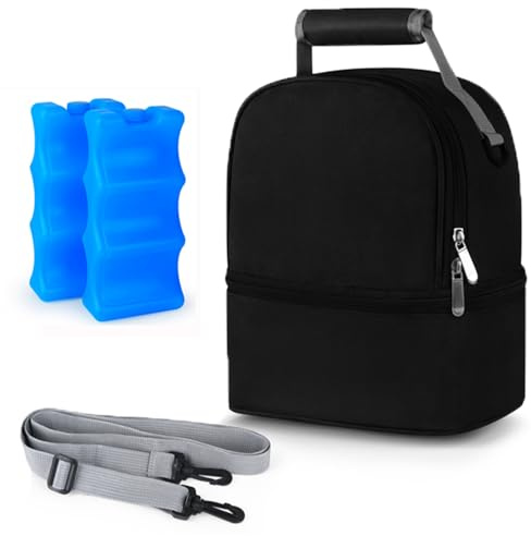 Zoojoy Borsa Termica a Doppio Strato per Latte Materno con Borsa del Ghiaccio, Zaino per Biberon, Borsa Termica Impermeabile per Il Trasporto del Latte Materno (Nero)