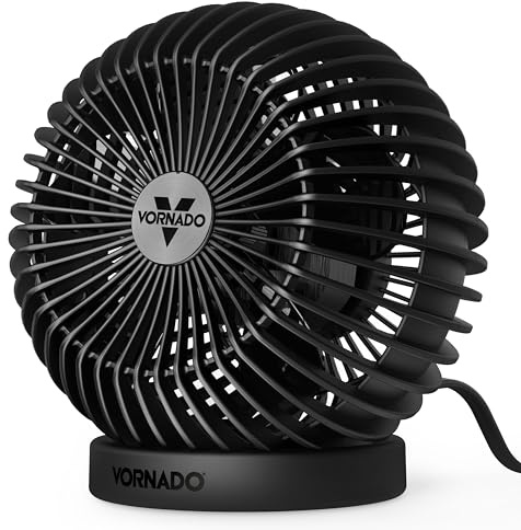Vornado SPHERE Small Personal Desk Fan, Adjustable Fan with Electric Plug, Silent Fan for Bedside Table, Table Top and Desk