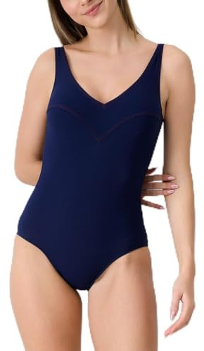 Janine Robin - Maillot de Bain 1 pièce Grande Taille Sculptant Piscine Liner - Bleu Nuit - Marque Française - Haute Qualité