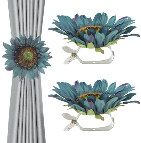 Amosfun Pince À Rideau Tournesol 2 Pièces Embrasse Rideau Pince sans Perçage Clips De pour Voilages Rideaux Transparents Et De Douche Fin Salon Chambre Bureau
