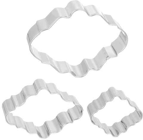 QUARKZMAN TagliaBiscotto Set per Cottura Acciaio Inox Argento Tono Largo Rettangolare Cornice + Medio Rettangolare Cornice + Piccolo Rettangolare Cornice