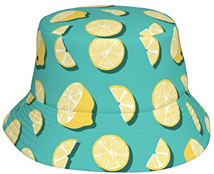 Zltegako Chapeau cloche citron pour homme et femme - Chapeau bob de plage - Chapeau de soleil pliable pour l'été et l'extérieur, Comme indiqué sur la photo, taille unique