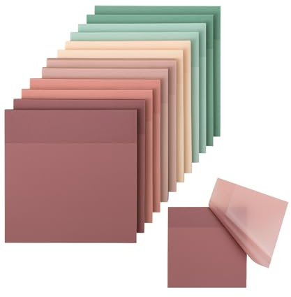 Mr. Pen- Transparent Sticky Notes, 3”x3”, Boho Colors, 12 Pads, 600 Sheets, See Through Sticky Notes, Bulk Sticky Notes Transparent, Translucent Sticky Notes, Clear Transparent Sticky Notes Clear