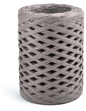 Natürliches Bast-Strohseilgarn, Bastelpapierband, Faden, Handwerk, Häkeln, Sommerhut, Tasche, Korb, Strickkorb, Material für Dekoration, Geschenkverpackungen (150 m, grau)