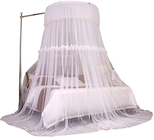 Luxuriöses, ultragroßes Moskitonetz, feinstes Mesh-Vorhangnetz, Moskitonetz für Einzel- bis Kingsize-Betten (Farbe: Weiß, Größe: 1,8 m Bett)