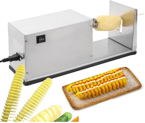 NENANGO Cortador En Espiral Eléctrico, Cortadora Espiral Tornado con Torre Patatas Eléctrica, Película Uniforme, Espesor Entre 1,5~2 Mm/Velocidad Moldeo 5 Segundos, Pepinos Zanahorias