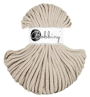 Premium Baumwoll-Flechtschnur - 5mm x 50m - Vielseitige Makramee-Kordel für Stricken, Weben, DIY-Basteln und Heimdekoration - Hochwertige Bunte Bastelschnur - Beige