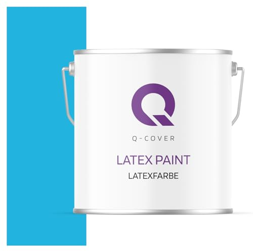 Q-COVER Latexfarbe 5L Blau – Matte Innenfarbe für Wand & Decke, Klasse 3, Hohe Deckkraft, Scheuerfest