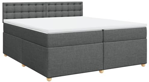 vidaXL Ramsäng med madrass mörkgrå 200x200 cm tyg