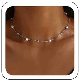 Yheakne Vintage Perlenkette Halskette Kette Silber Perlenkette Station Perlenkette Halskette Perlenkette Halskette Schmuck Für Frauen