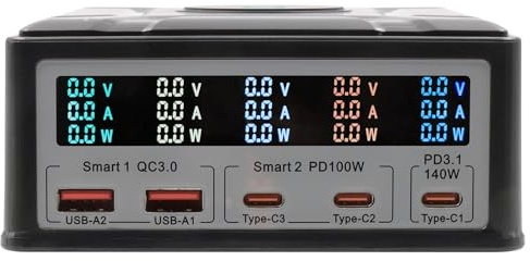 EXSYS EX-1107 Multiport High Power Charger mit QI 15W und USB-C PD mit max. 260W