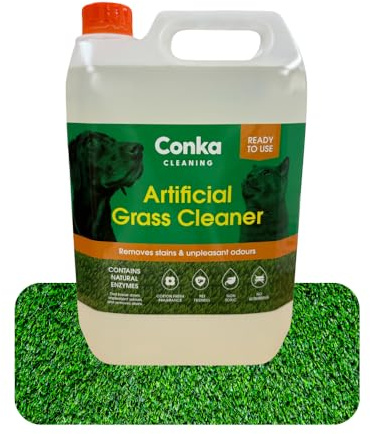 Conka Artificial Grass Cleaner – Pet Safe Odour Eliminator, Stain Remover & Deodorizer, Enzyme Formula for Synthetic Turf, Patios, Pet Disinfectant, Puppy and Cat Urine Cleaner Ready To Use (5L)