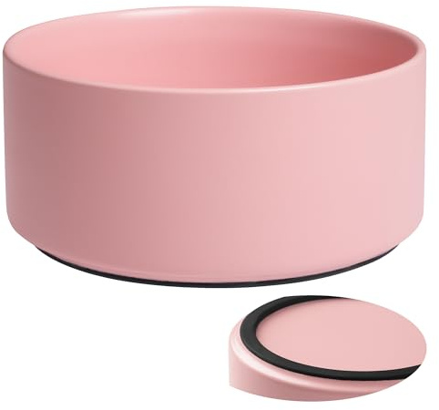 Kitwinney Grande gamelle en céramique antidérapante avec base en silicone, bol de nourriture et d'eau pour chien en grès lourd anti-déversement, sans renversement, pour races moyennes, grandes et