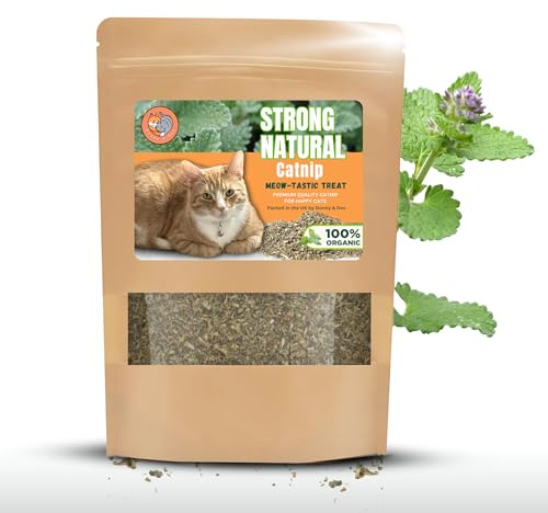 Donny & Dev Getrocknete Katzenminze 40g - Extra Starke Kanadische Katzenminze Starke Katzenminze für Katzen Leckerli oder Geschenk für Katzenliebhaber im Reißverschluss Wiederverschließbarer