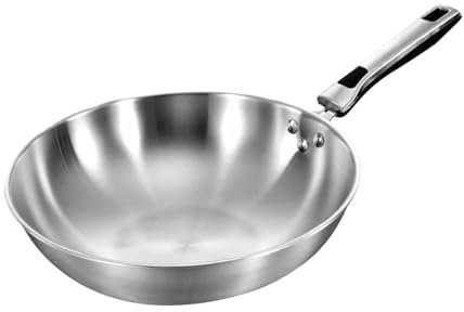 ASerZenith Padella Wok in Acciaio Inox con Coperchio, Pentole E Padelle Wok Professionali Adatte A Tutti I Fornelli