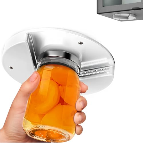 Launary Upgraded Jar Opener, One-Handed, Non-Slip, Plastic, White, Under Cabinet Jar Opener Tool, Bottle Opener for Seniors, Arthritis, Carpal Tunnel, Essential Kitchen Gadget