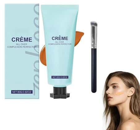 Crema Suprema Unificadora, Base CC con corrector hidratante, Resistente al sudor y al agua, Duración prolongada anti-transferencia, 80g (tono de piel oscuro)