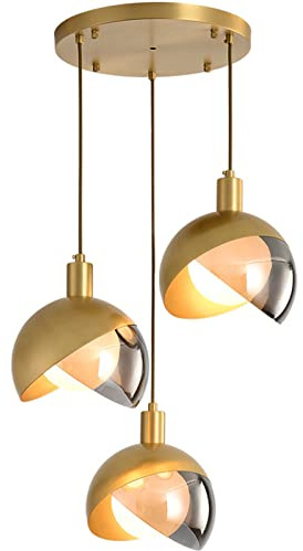 , de Plafond Suspendu à 3 lumières, Pendentif en grappe de Verre en Laiton brossé Noir Or Antique, luminaire Suspendu Multi-Plafond pour Salle à Manger, îlot de Cuisine, Salon