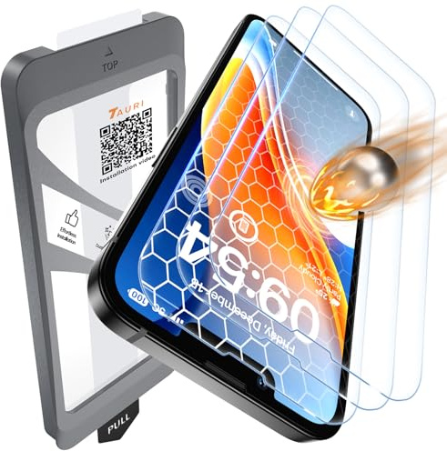 TAURI für iPhone 13 Panzerglas 6,1 Zoll - 2 Stück | mit Staubfreie Installationswerkzeug, 9H Glas Displayschutz, Full Screen Blasenfreie-Schutzfolie, Kompatibel mit Hülle