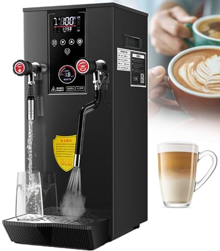 lilishangmao Espumador De Vapor Y Hervidor Rápido Comercial De 12 L Y 2500 W - Espumador De Leche Profesional, Tanque Interior De Acero Inoxidable, Pantalla De Temperatura Y Manómetro De Vapor Black