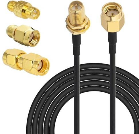 YILIANDO Câble Extension Antenne RP-SMA Mâle vers Femelle RG174 3M | RP-SMA Câble Coaxial + 3 Pack Kit de Adaptateurs RP-SMA pour WiFi Routeur WiFi Passerelle Cartes réseau Caméra IP