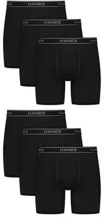 Hanes Men's Underwear Boxer Brief Pack, Performance Stretch Underwear, Moisture-Wicking Boxer Briefs for Men, 6-Pack