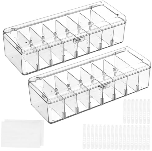 NUOBESTY 2pcs Cord Box Organizers for Phone Cord Storage Cable Ties and Wire Organization Transparent