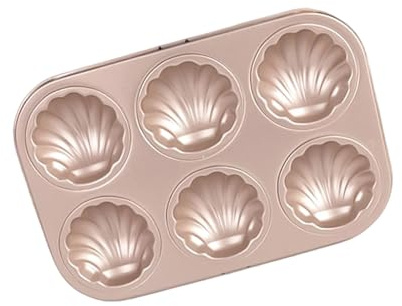 HINAYOSAN Nonstick Scallops Shape Madeleine Cake Baking Mold 6/12 Cavity Carbon Steel Oven Safe Kitchen Bakeware Dessert Tray Pan Carbon Steel Baking Mold