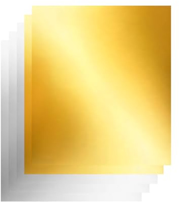 Láminas de Pan de Oro,5 Piezas De Suministros Para Manualidades De Doble Cara | Láminas de Estaño para Artesanía y Repujado,Para Montaje Repujado Y Proyectos Artisticos Manualidades Arte Y Decoración