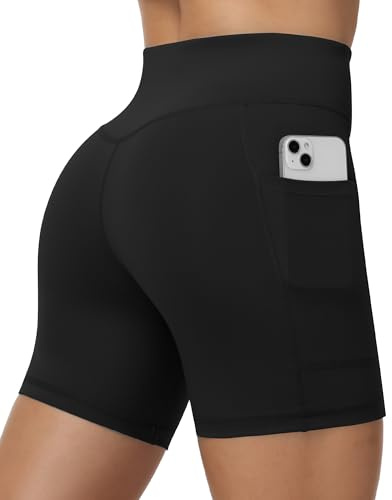 ELIRAVO Women's Seamless Gym Shorts with Pockets, 5/8 High Waisted Tummy Control Cycling Shorts, Butt Lifting Lycra Hot Pants for Yoga Running Sports Workout Football