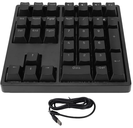 Asixxsix Tastierino numerico cablato, 17 effetti di illuminazione USB C 34 tasti tastierino numerico meccanico, con tasti ABS retroilluminati RGB, per PC laptop (BLACK)