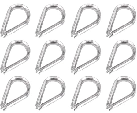 QUARKZMAN 24Pcs Guardacabos De Acero Inoxidable 1/8 M3 para Cable De Acero De 1/8 De Diámetro, Aparejos Marinos, Barcos, Pesca, Construcción, Aplicaciones Industriales
