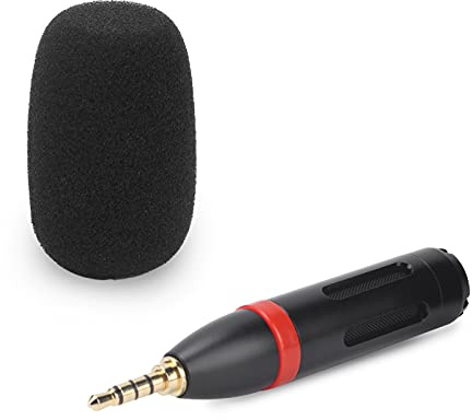 Tosuny Högkänslig Minimikrofon för Telefon Utmärkt för Intervju och Professionell Användning, Liten Storlek med Metallskal, Rundstrålande Mikrofon med 3,5 Mm-uttag för Kommersiell Skärm, Svart Färg