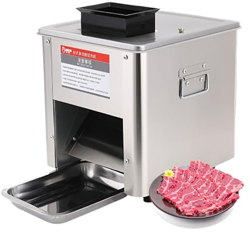Kommersiell elektrisk köttskärare och -förstörare, matskärare i rostfritt stål för skinka, ost, grönsaker, bröd, justerbar tjocklek 850 W delikatessskärare för hem och kommersiellt kök 5mm
