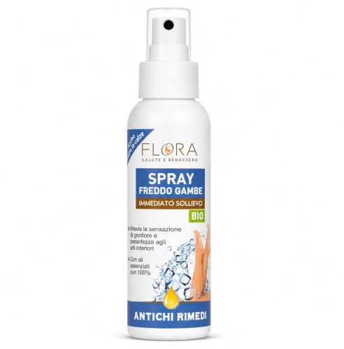 FLORA Spray Freddo Gambe “Antichi Rimedi” BIO-ICEA 100 ml – Effetto Ghiaccio Istantaneo con Mentolo, Vite Rossa, Ippocastano & Oli Essenziali Puri • Sollievo da Sensazione di Gambe Pesanti