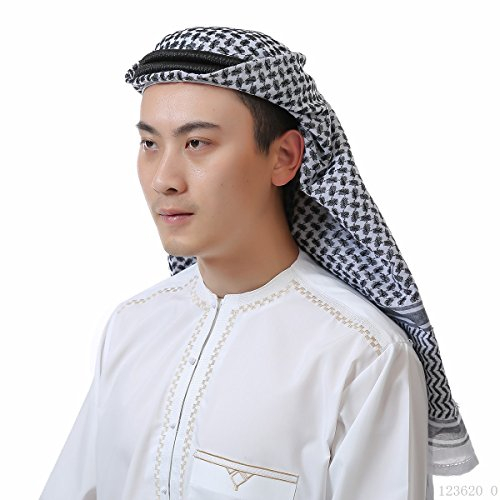 Amorar Arabische Kopftuch der Männer, islamische Print Schal Turban Kopfbedeckung, muslimische Abdeckung Schals Hijab Schal Dubai Kopftuch Headwrap,EINWEG Verpackung