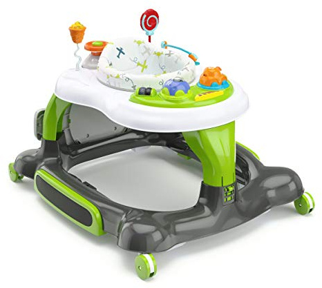 Storkcraft 3-in-1 Activity Walker and Rocker with Jumping Board and Feeding Tray, Interactive Walker with Toy Tray and Jumping Board for Toddlers and Infants, Green